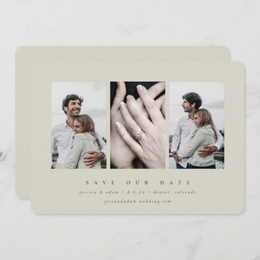 Elegant minimum 3 foto save the date (Voorkant / Achterkant)