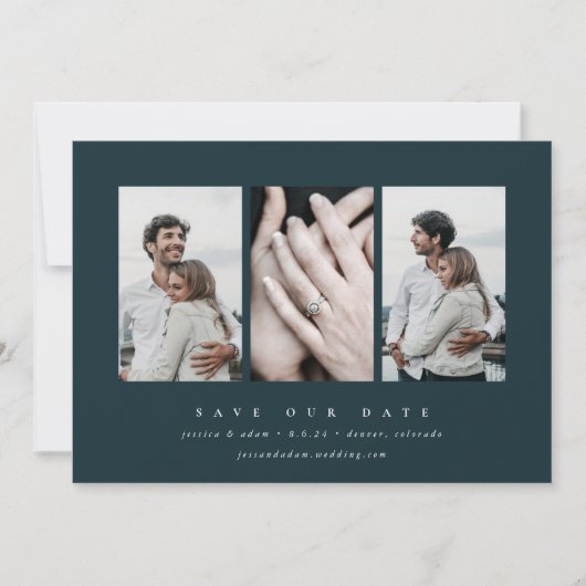 Elegant minimum 3 foto save the date (Voorkant)