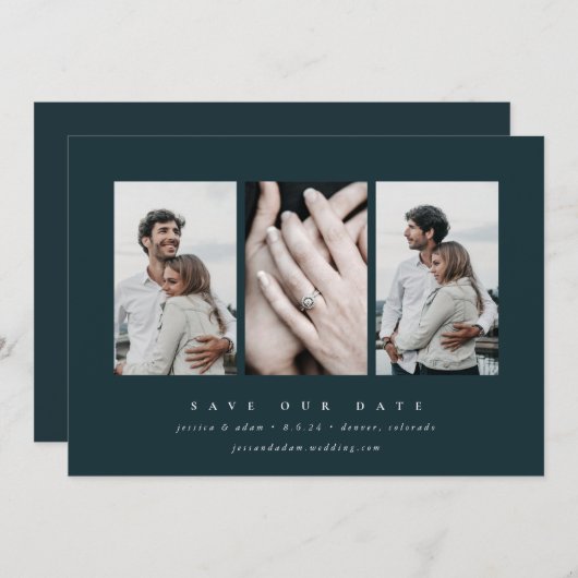 Elegant minimum 3 foto save the date (Voorkant / Achterkant)