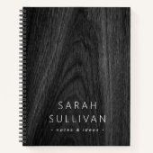 Elegant minimum douanenaam dark wood grain notitieboek (Voorkant)