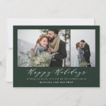 Elegant minimum foto collage kerstscript feestdagenkaart<br><div class="desc">Een prachtige multi-foto kerstkaart,  perfect voor het verzenden van vakantiewensen naar familie en vrienden. Een elegant minimaal ontwerp met verbluffende scripttekst. Pas de kleur van het ontwerp aan om uw kaart aan te passen. Deel van een collectie.</div>