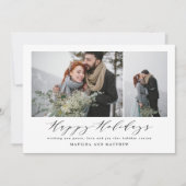 Elegant minimum foto collage kerstscript feestdagenkaart (Voorkant)