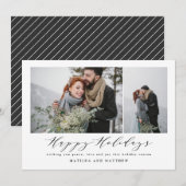Elegant minimum foto collage kerstscript feestdagenkaart (Voorkant / Achterkant)