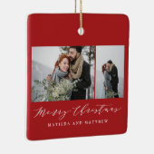 Elegant minimum foto collage kerstscript keramisch ornament (Rechts)