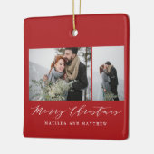 Elegant minimum foto collage kerstscript keramisch ornament (Links)