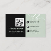 Elegant minimum Sage Green monogram initialen Visitekaartje (Achterkant)