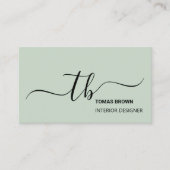 Elegant minimum Sage Green monogram initialen Visitekaartje (Voorkant)