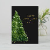 elegant minimum waterverf kerstboombomen vakantie folie feestdagenkaart (Staand Voorkant)