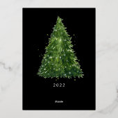 elegant minimum waterverf kerstboombomen vakantie folie feestdagenkaart (Achterkant)