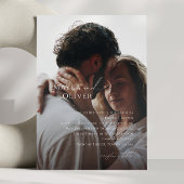Elegant Minimumscript | Zwart-witte fotoweddenscha Kaart