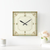 Elegant Mint Art Deco Vierkante Klok (Huis)