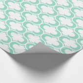 Elegant Mint Blauw Wit Raampatroon Cadeaupapier (Hoek)