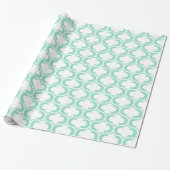 Elegant Mint Blauw Wit Raampatroon Cadeaupapier (Uitgerold)