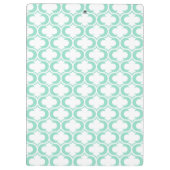 Elegant Mint Blue White Lattice Patroon Klembord (Achterkant)