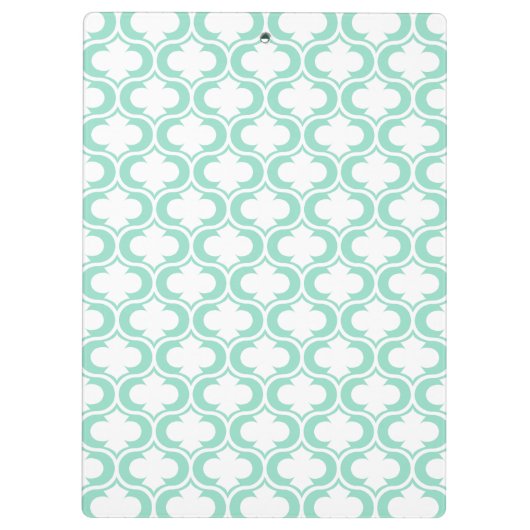Elegant Mint Blue White Lattice Patroon Klembord (Achterkant)