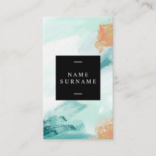Elegant Mint Brush Stroke Verticaal Visitekaartje