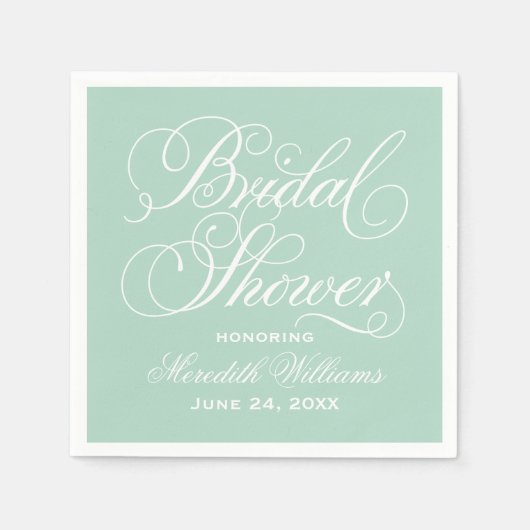 Elegant Mint Calligraphy Wedding Vrijgezellenfeest Servetten (Voorkant)