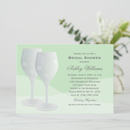 Elegant Mint Cheers Wine Glasses Vrijgezellenfeest Kaart (Staand voorkant)
