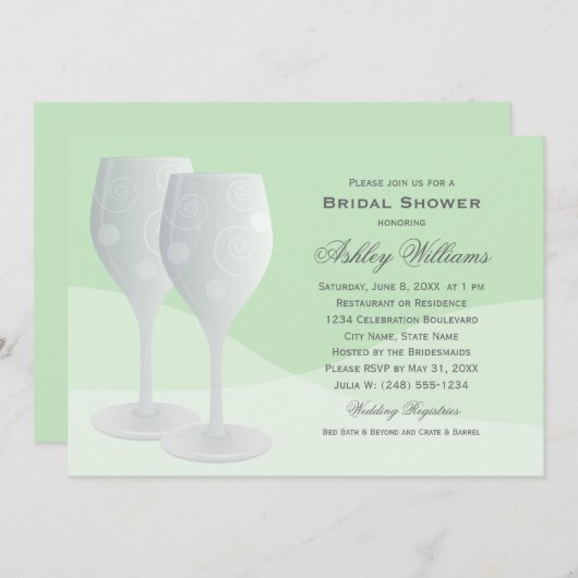 Elegant Mint Cheers Wine Glasses Vrijgezellenfeest Kaart (Voorkant / Achterkant)