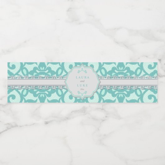 Elegant Mint en Gray Waterfles Etiket (Enkel label)