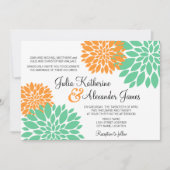 Elegant Mint en Oranje Floral Burst Wedding Kaart (Voorkant)