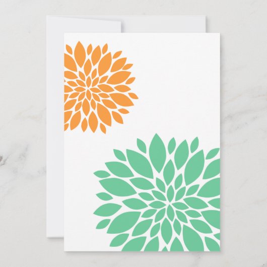 Elegant Mint en Oranje Floral Burst Wedding Kaart (Achterkant)