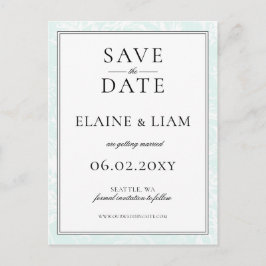 Elegant Mint Floral Wedding slaat de datum op Aankondigingskaart