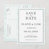 Elegant Mint Floral Wedding slaat de datum op Aankondigingskaart (Voorkant / Achterkant)