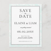 Elegant Mint Floral Wedding slaat de datum op Aankondigingskaart (Voorkant)