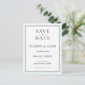 Elegant Mint Floral Wedding slaat de datum op Aankondigingskaart (Staand voorkant)