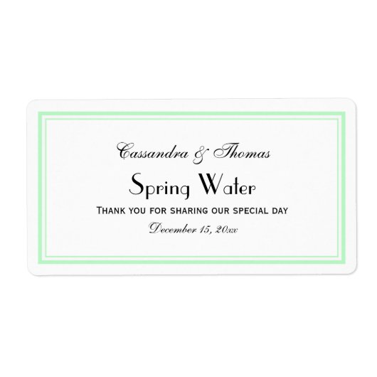 Elegant Mint Framed H Water Fles Label (Voorkant)