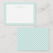 Elegant Mint Gingham Baby Nursery Note Kaart Notitiekaartje (Voorkant / Achterkant)