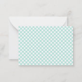 Elegant Mint Gingham Baby Nursery Note Kaart Notitiekaartje (Achterkant)