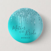 Elegant mint glitter druppelt moeder bruid ronde button 5,7 cm (Voorkant)