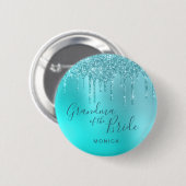 Elegant mint glitter druppelt oma van de bruid ronde button 5,7 cm (Voorkant /achterkant)