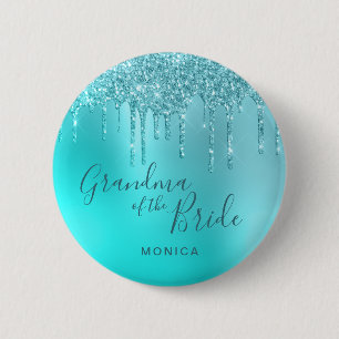 Elegant mint glitter druppelt oma van de bruid ronde button 5,7 cm