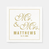 Elegant Mint Gold Mr en Mrs Wedding Monogram Servet (Voorkant)