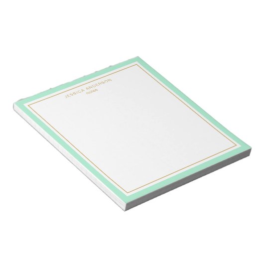 Elegant Mint Gold, op maat gesneden Notitieblok (Schuin)