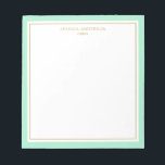 Elegant Mint Gold, op maat gesneden Notitieblok<br><div class="desc">Dit notitieblok is voorzien van een elegante en minimalistische dikke grens en dunne goudgrens. Pas het met jouw naam of bedrijfsnaam aan.</div>