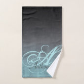 Elegant Mint Gray Black rustige monogram Bad Handdoek (Handdoek)