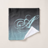 Elegant Mint Gray Black rustige monogram Bad Handdoek (Wasdoekje)