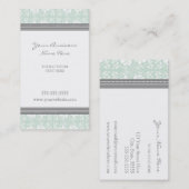 Elegant Mint Gray Damask Visitekaartjes (Voorkant / Achterkant)