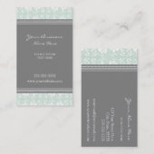 Elegant Mint Gray Damask Visitekaartjes (Voorkant / Achterkant)