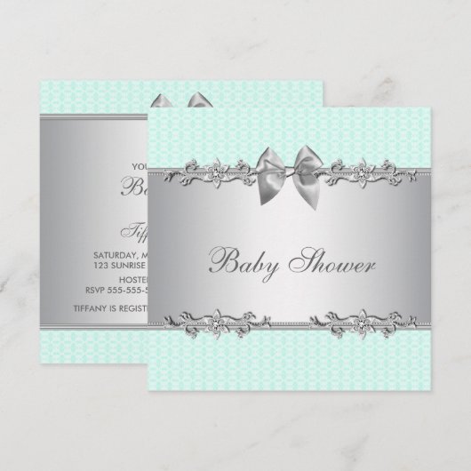 Elegant Mint Green Baby shower Kaart (Voorkant / Achterkant)