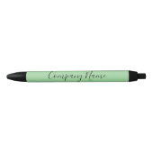 Elegant Mint Green Black Phone Number & Script  Zwarte Inkt Pen (Voorkant)