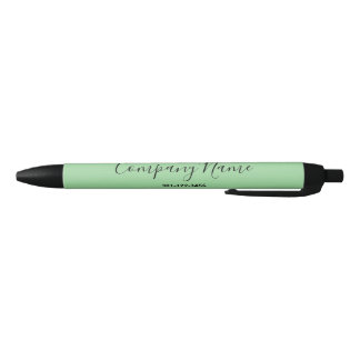 Elegant Mint Green Black Phone Number & Script Zwarte Inkt Pen