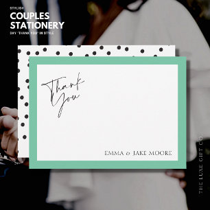 Elegant Mint Green Border Wedding Hartelijk dank Bedankkaart