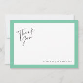 Elegant Mint Green Border Wedding Hartelijk dank Bedankkaart (Voorkant)