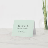 Elegant Mint Green en Black Custom Monogram Bedankkaart (Voorkant)