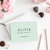 Elegant Mint Green en Black Custom Monogram Bedankkaart